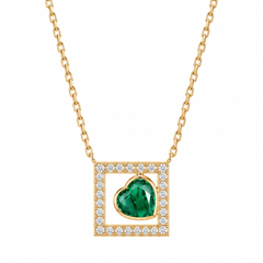Emerald Heart Diamond Frame Necklace