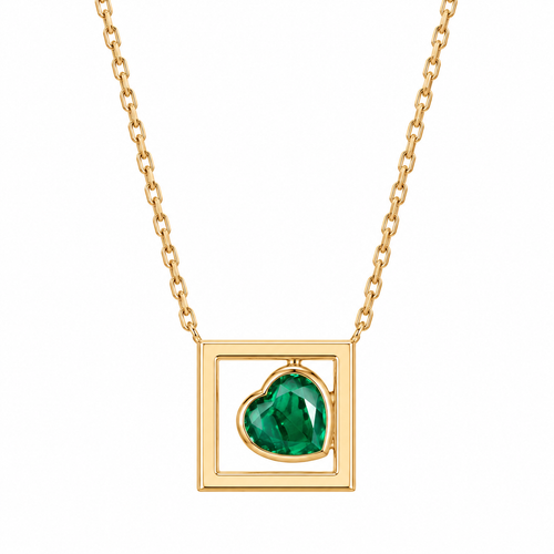 Emerald Heart Frame Necklace