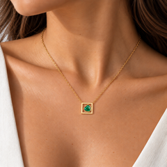 Emerald Heart Frame Necklace