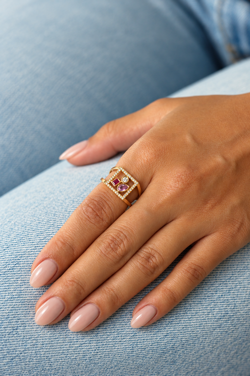 Ruby Diamond Frame Ring