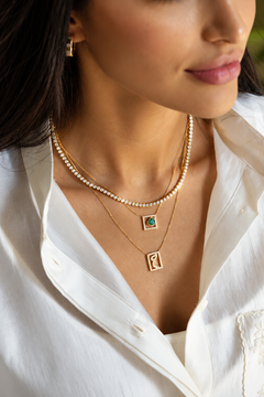 Emerald Heart Diamond Frame Necklace
