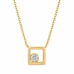 Diamond Solitaire Frame Necklace