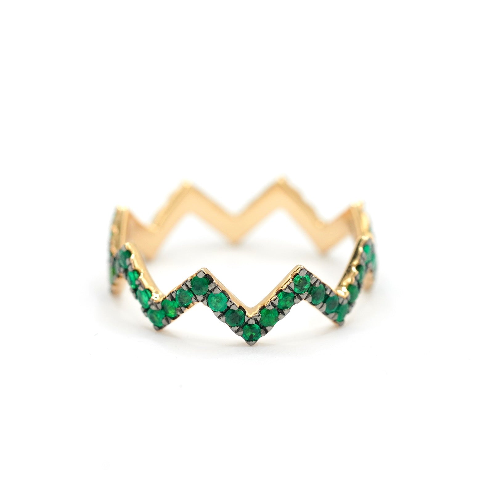 Emerald ZigZag Ring
