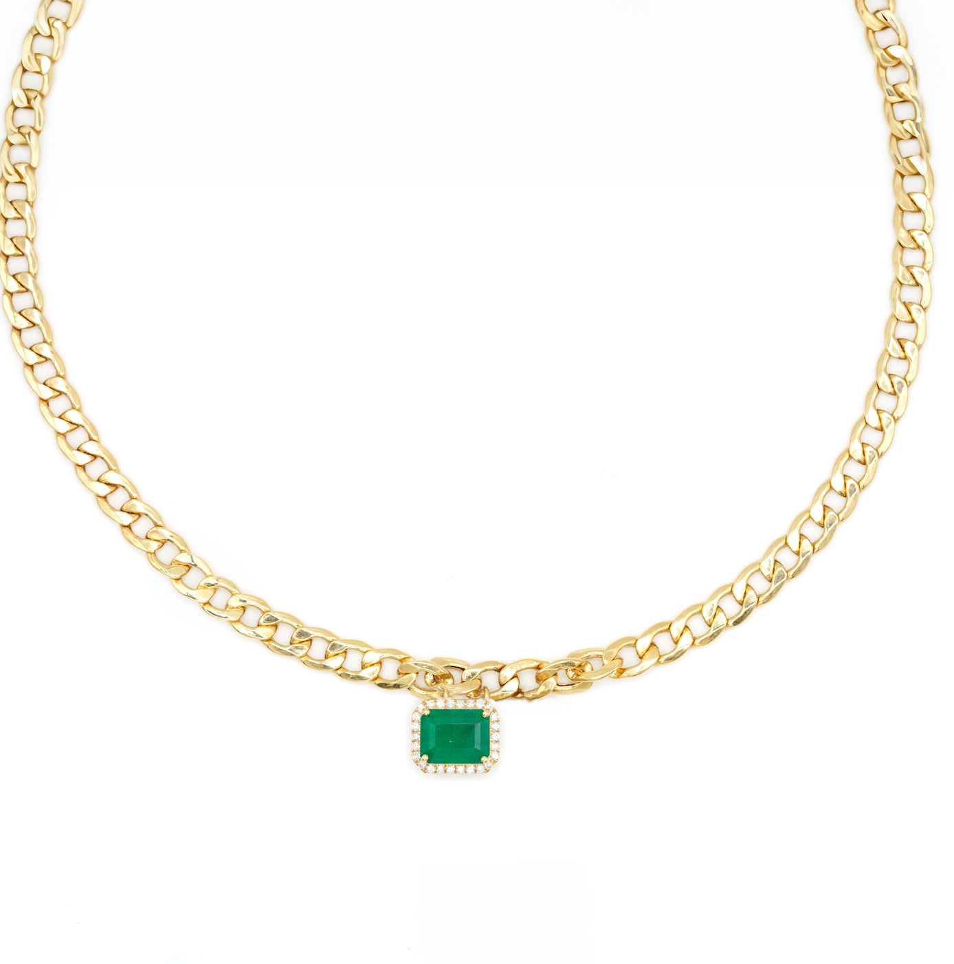Emerald Baguette Bold Chain Necklace