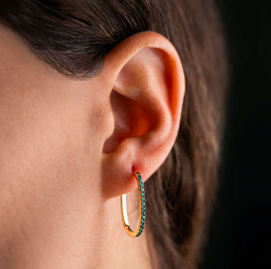 Paperclip Emerald Earrings