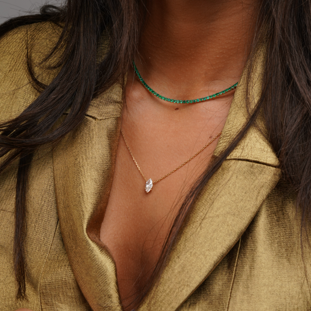 Lab Grown Diamond - Marquise Solitaire Necklace