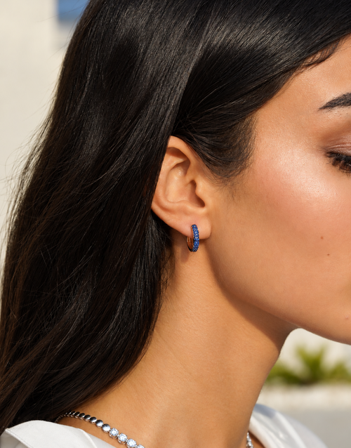 Mini Dome Sapphire Hoops