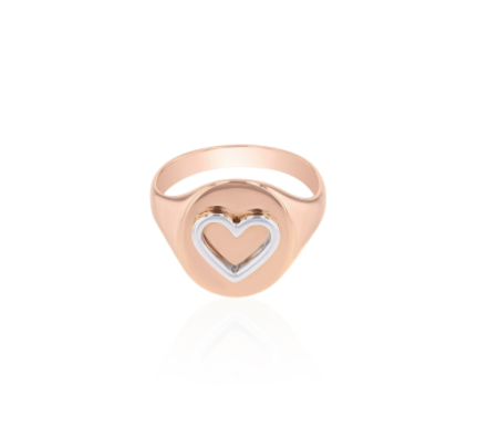 Embossed Heart Coin Ring.