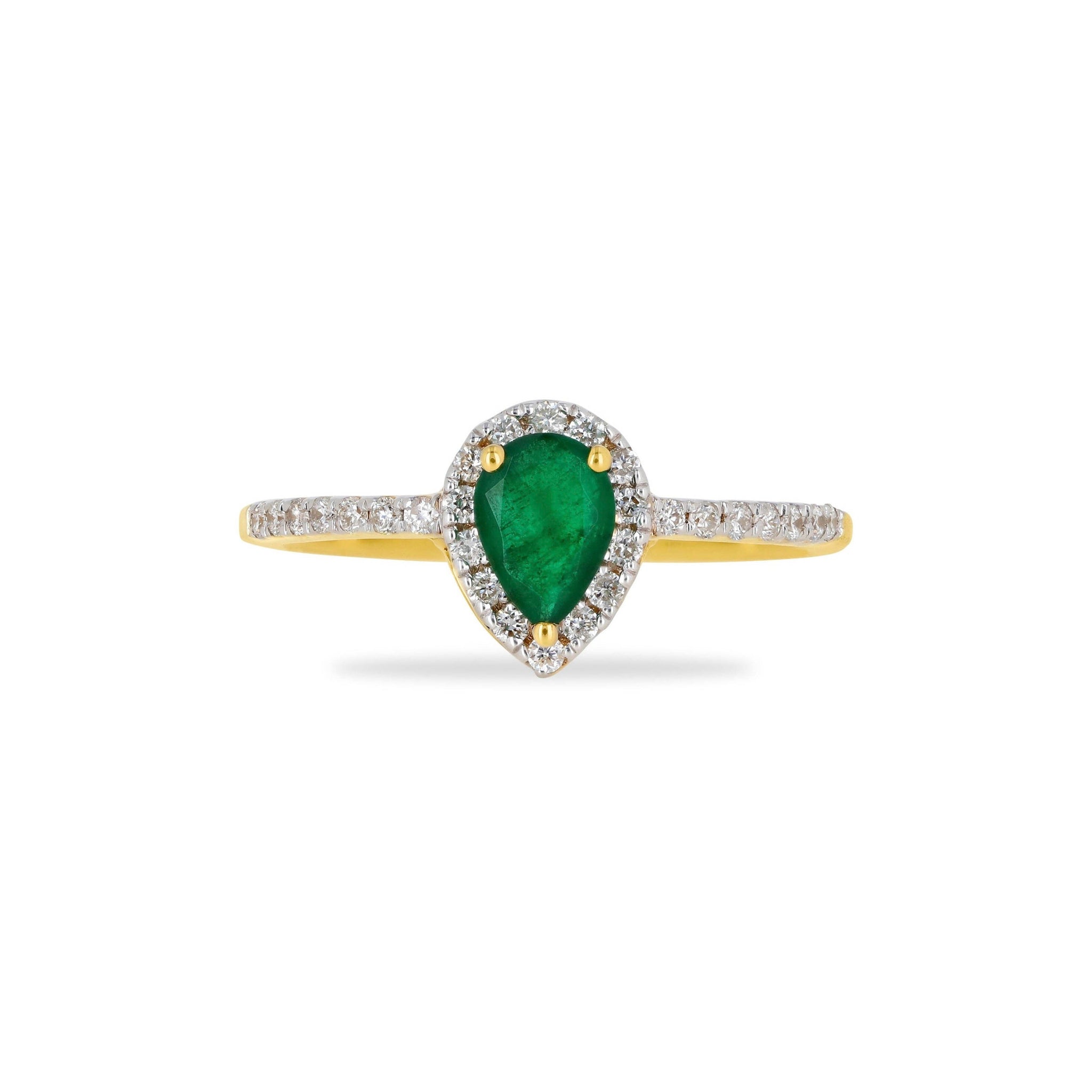 Emerald Pear with Diamonds Ring