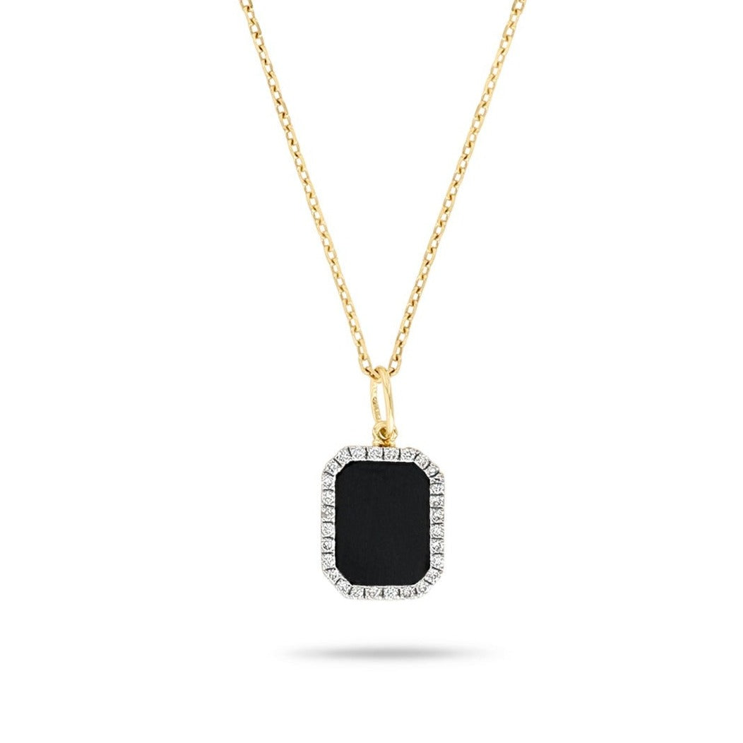 Black Onyx with Diamond Border Necklace