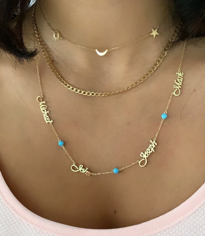 Four Names Necklace with turquoise