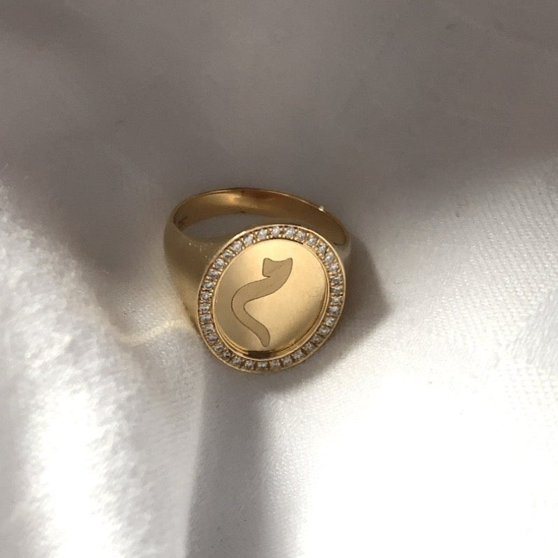 Signet Diamond Coin Ring