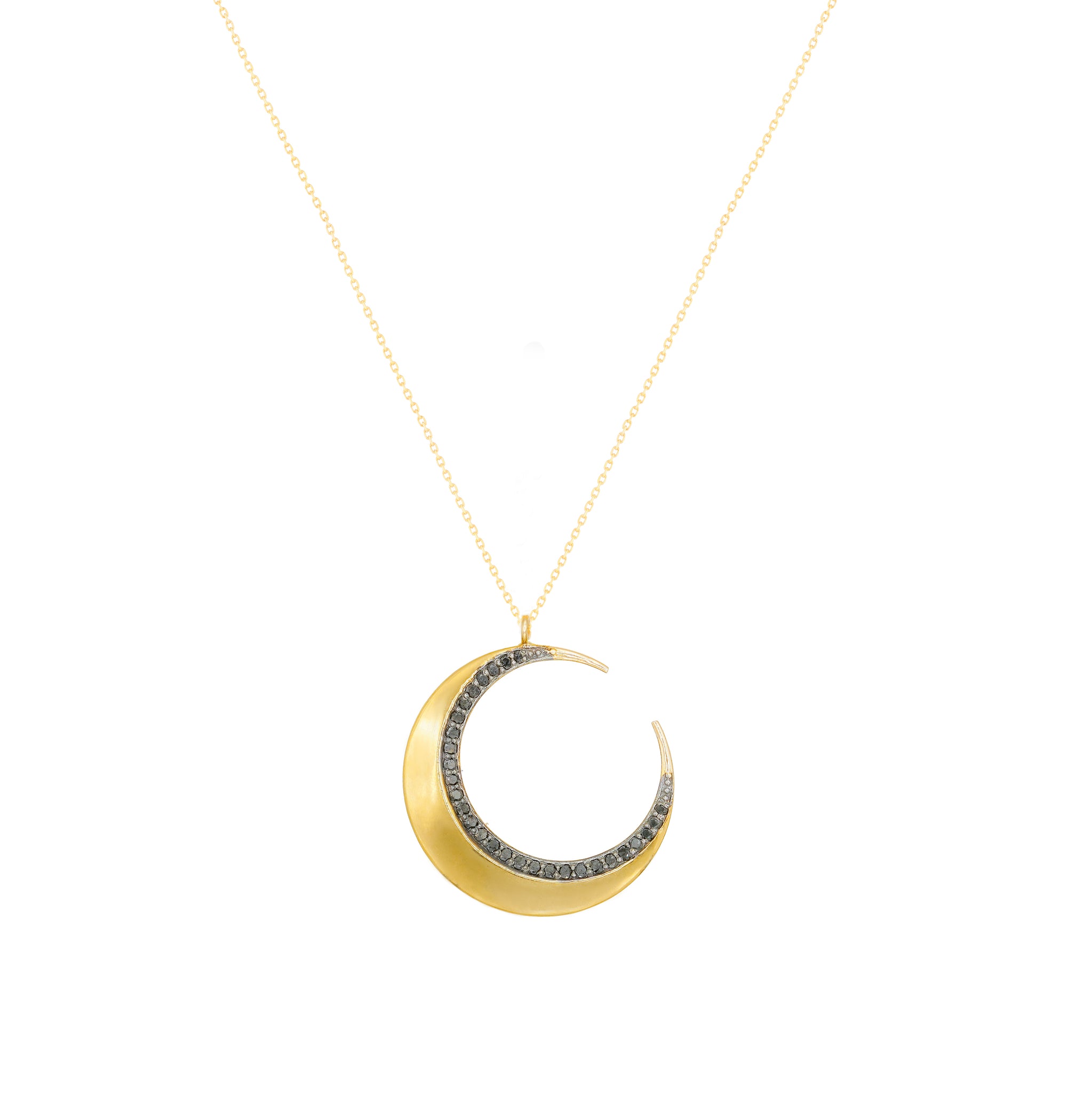 Crescent Necklace (Black Diamonds)