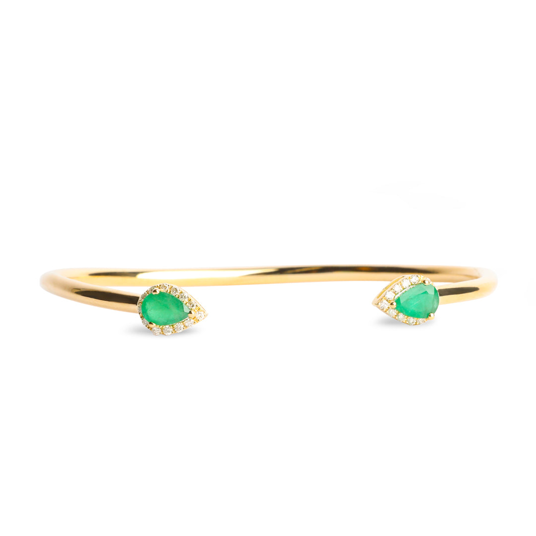 Emerald Diamond Halo Bangle