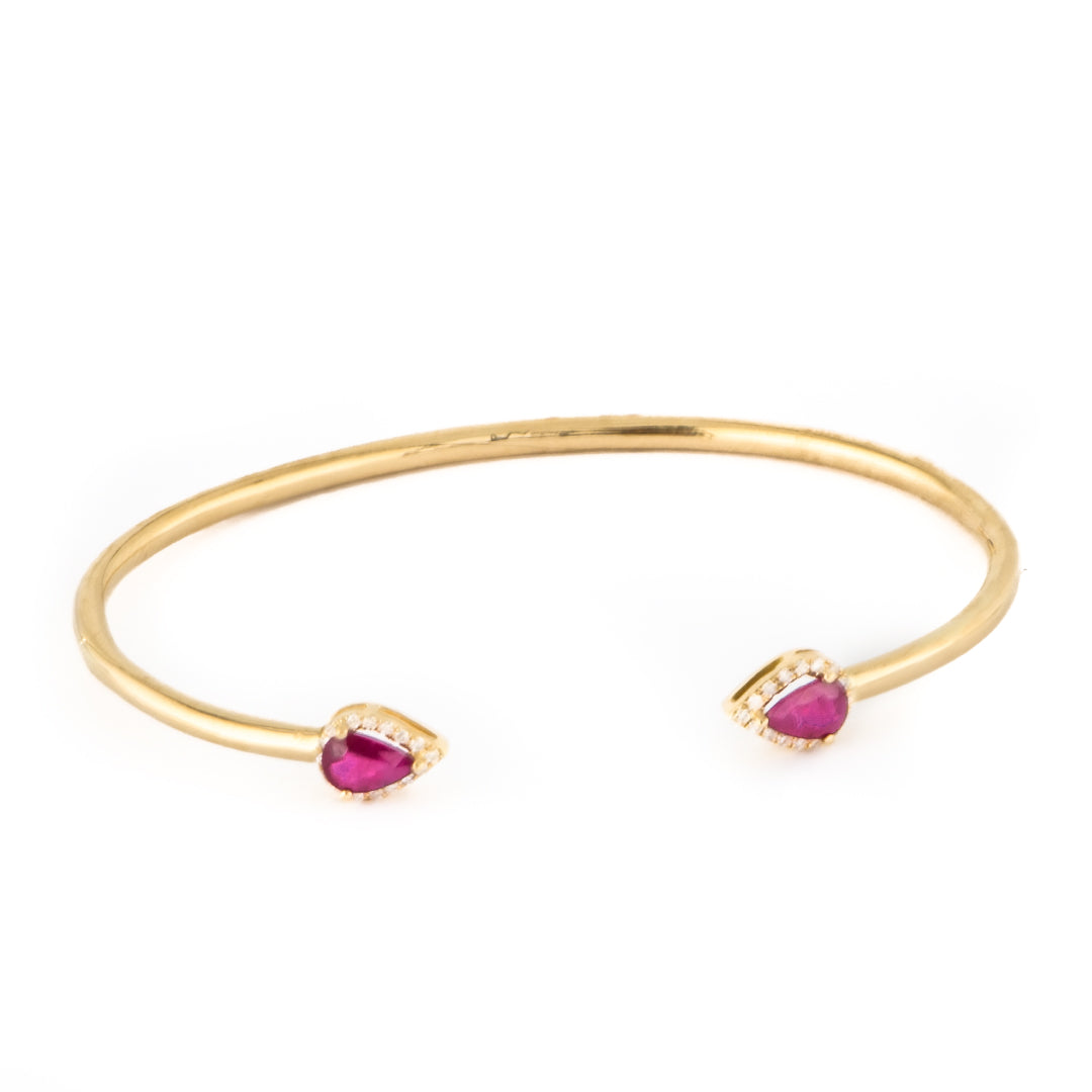 Ruby Diamond Halo Bangle