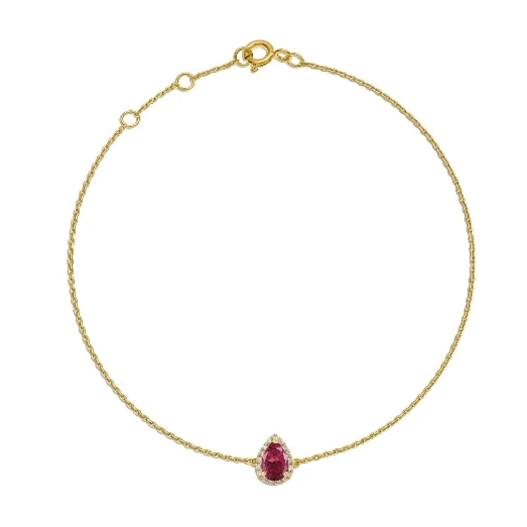 Pear Ruby with Diamonds Bracelet