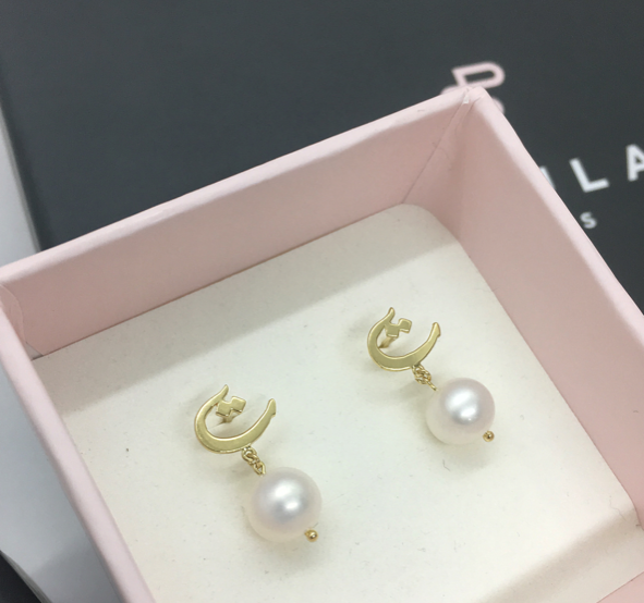 Letter Earrings with Pearl