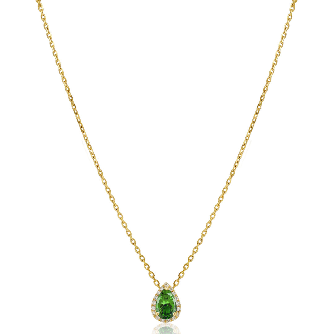 Pear Emerald with diamond Necklace