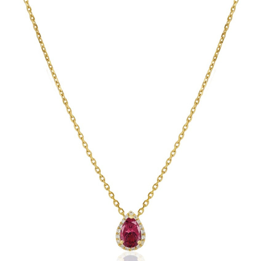 Pear Ruby with diamonds necklace