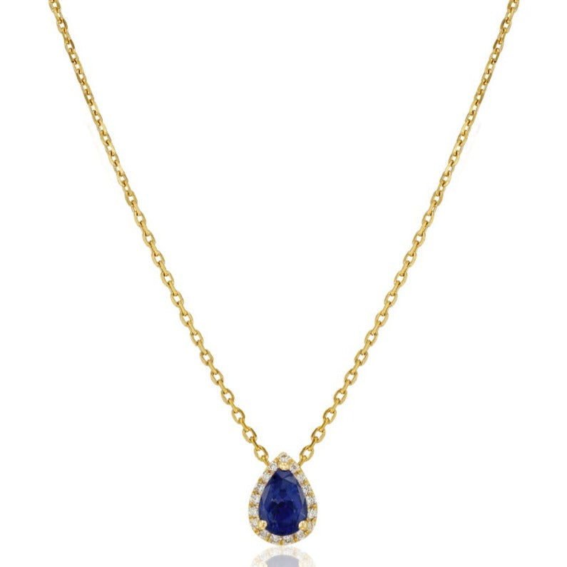 Pear Sapphire with diamonds Necklace
