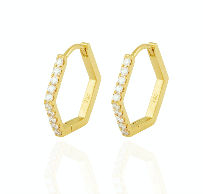 Diamond Hexagon Earrings