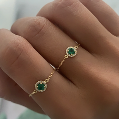 Emerald Diamond Chain Ring