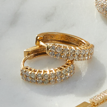 Double Row Diamond Hoop Earrings