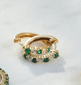 Emerald & Diamond Hoop Earrings