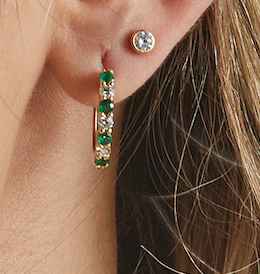 Emerald & Diamond Hoop Earrings