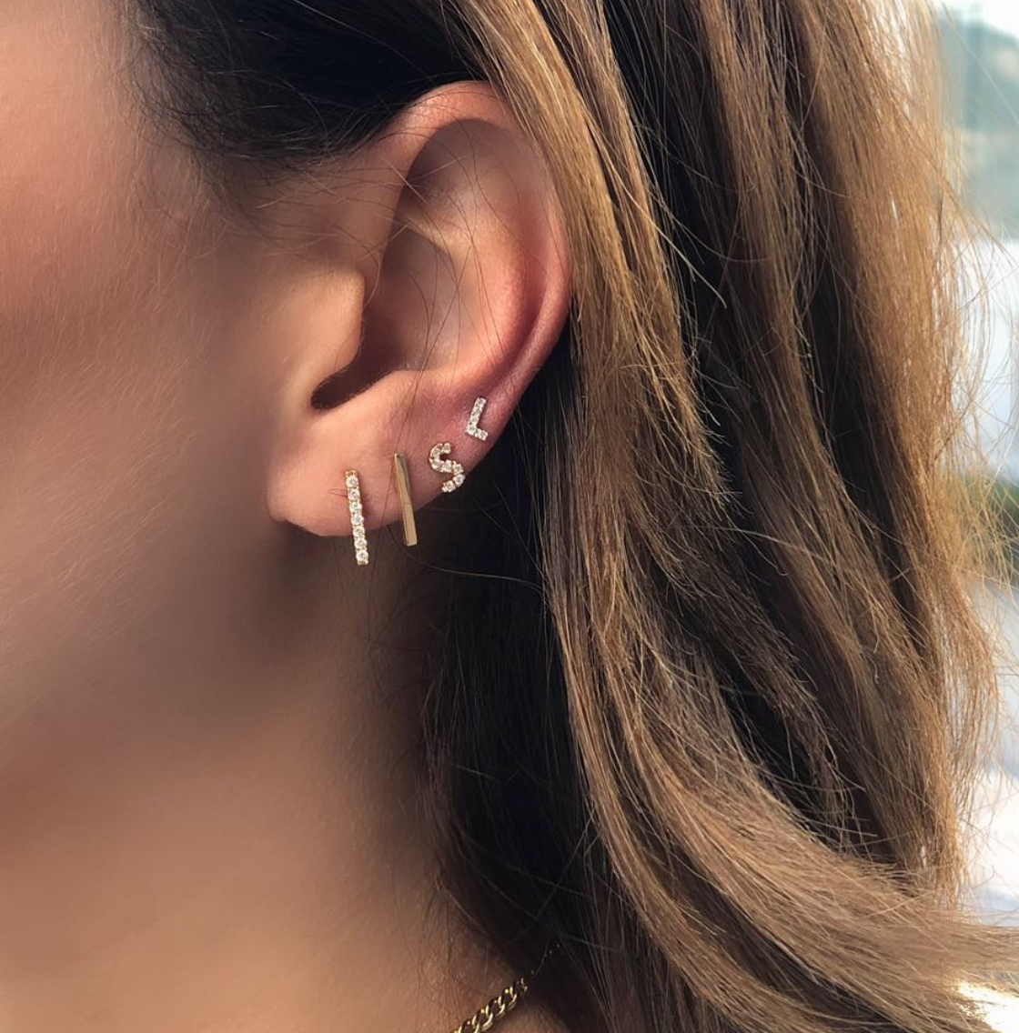 Diamond Bar Earring