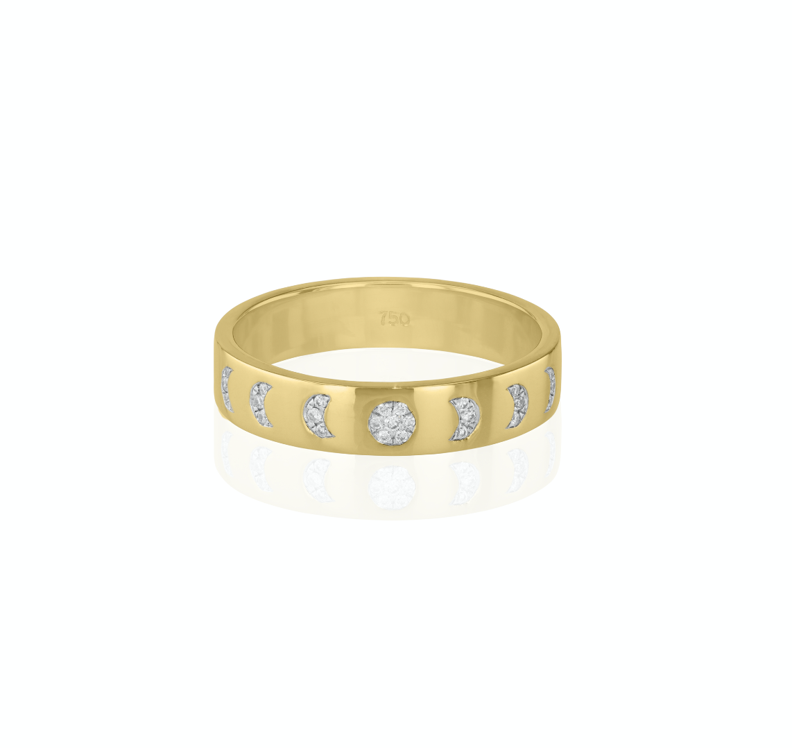Moon Phase ring with diamonds