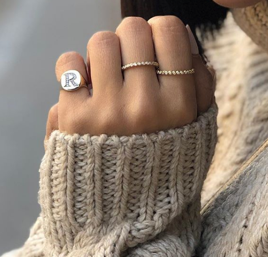 Coin Ring with Diamonds