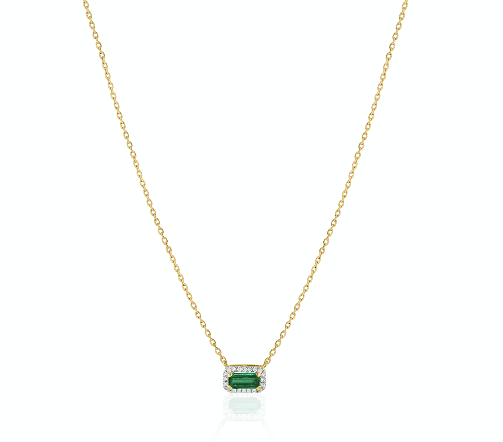 Emerald Baguette Diamond Necklace