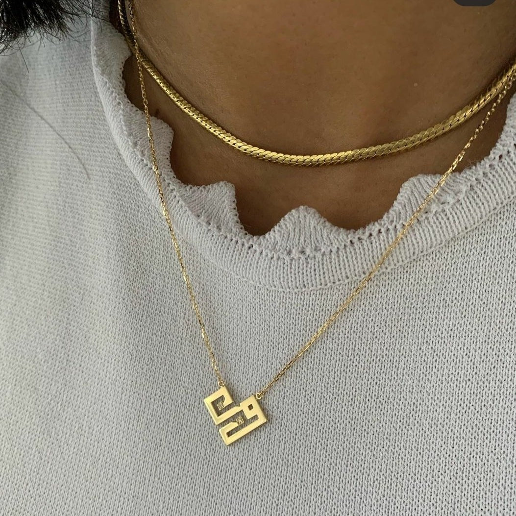 Heart Shaped Two Letters Necklace