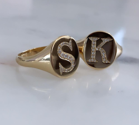 Coin Ring with Diamonds