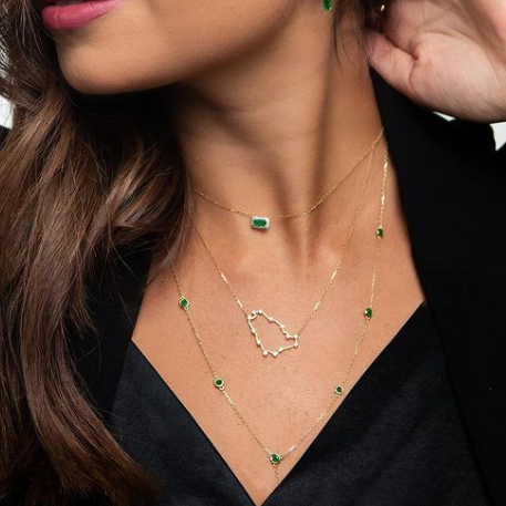 Emerald Baguette Diamond Necklace