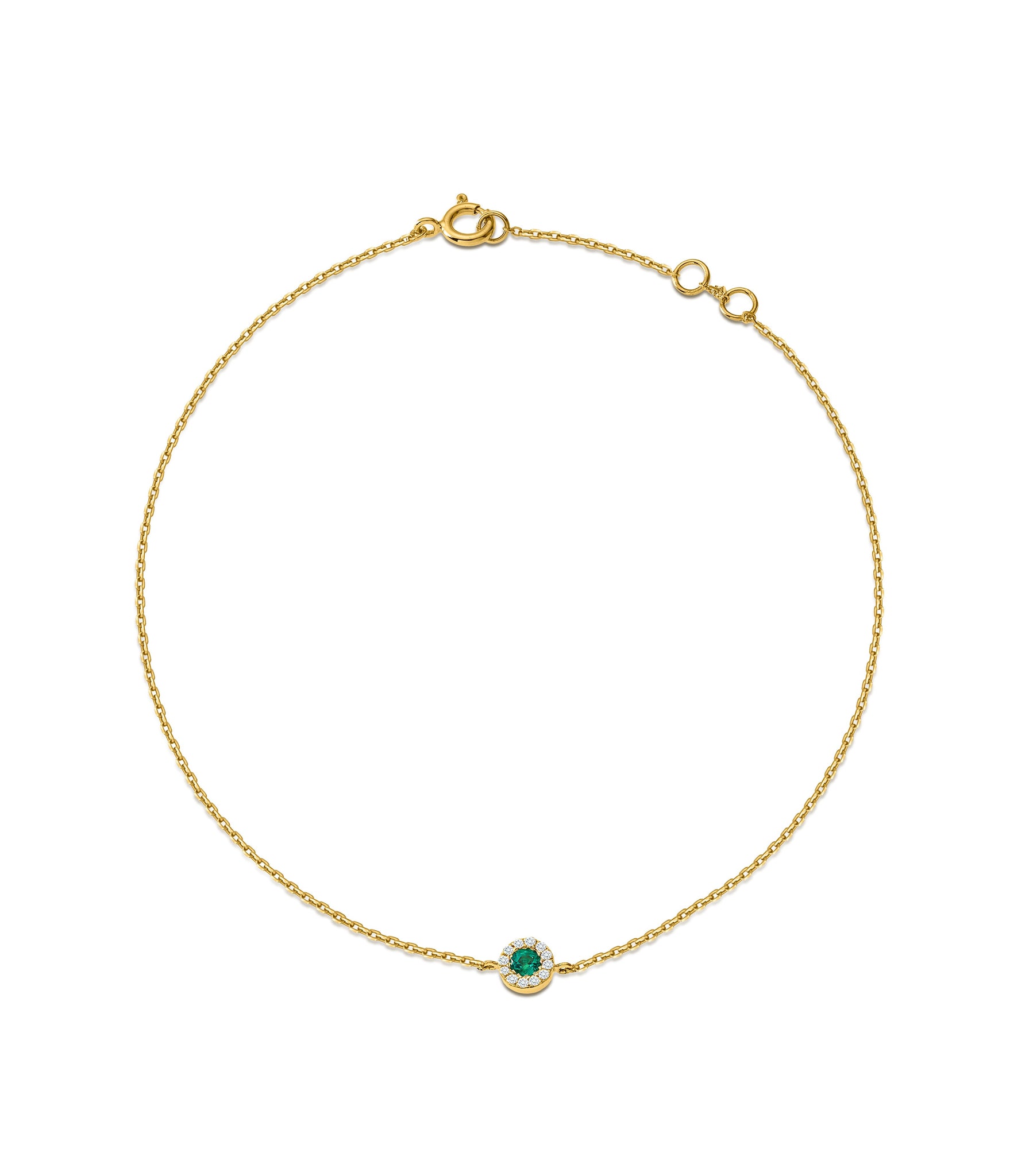 Round Emerald with Diamond Necklace
