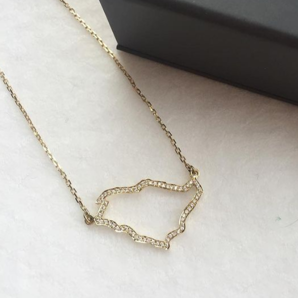 Diamond Hometown Map Necklace