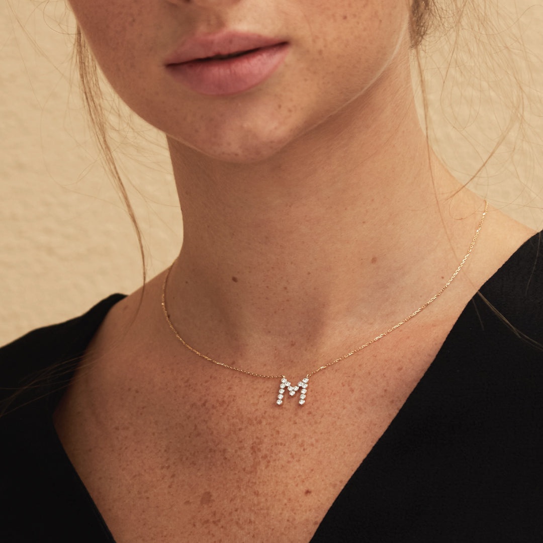 Mia Diamond Letter Necklace - Small