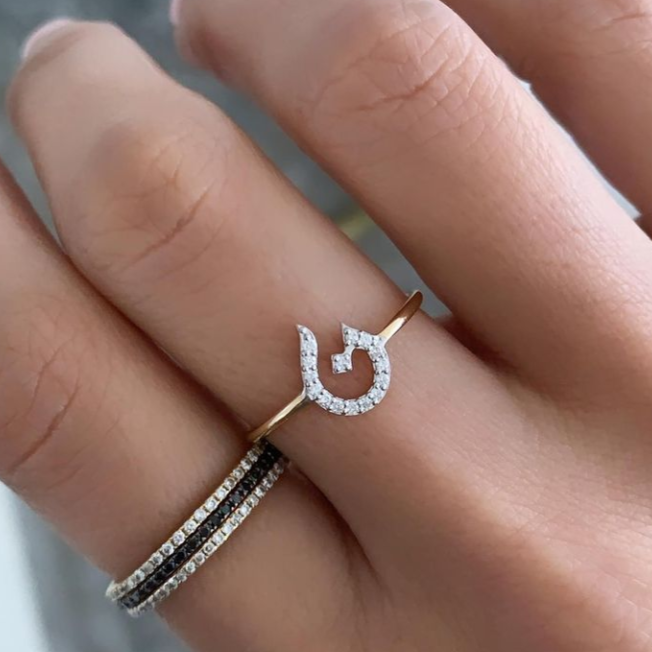 Sparkled initial Ring