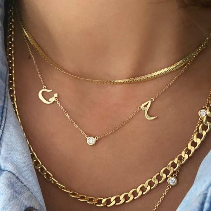 Two Letter with Diamonds Necklace